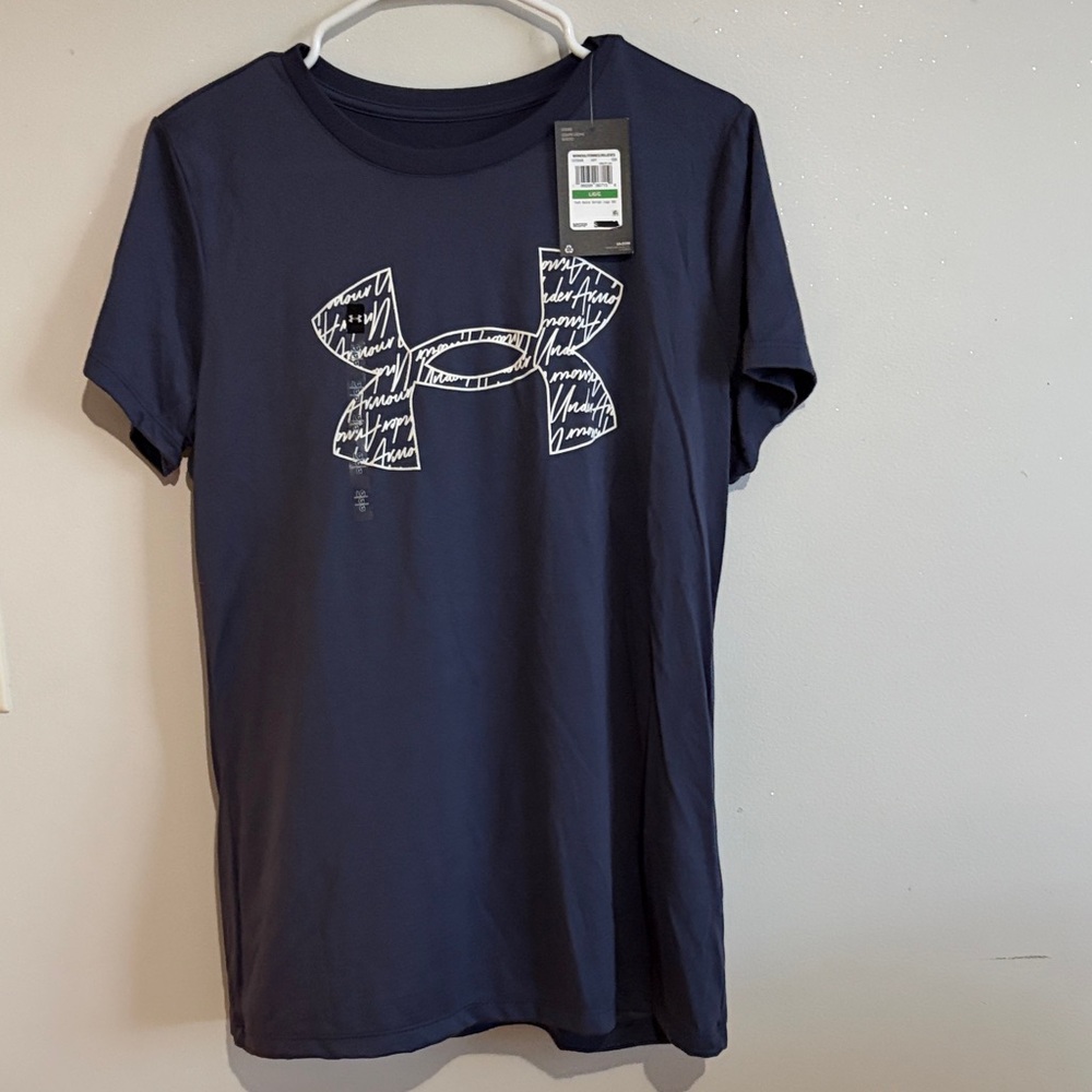 Under Armour Dark Blue Tee with White Logo